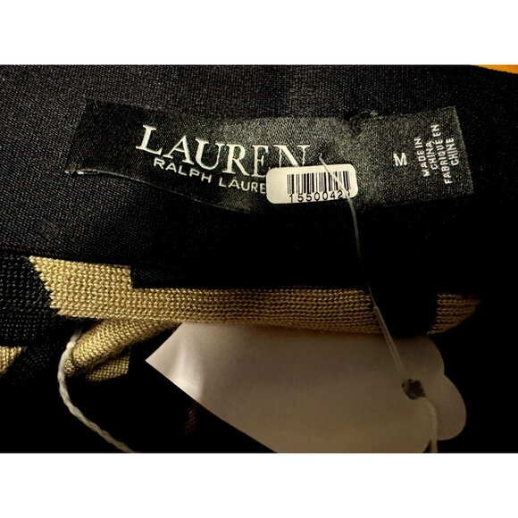 Lauren Ralph Lauren Womens Geometric Asymmetrical Midi Skirt Sz M Black & Tan - Picture 9 of 9
